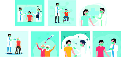 Bundle Vaccine Injection Flat Design