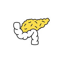 Human organ pancreas color line icon. Pictogram for web page, mobile app