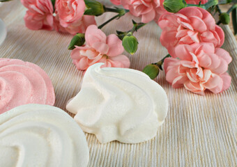 White Meringue Cookies Made from Whipped Egg Whites