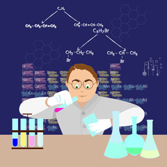 a scientist conducts a chemical experiment