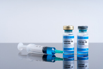Coronavirus vaccine with medical health care concept.