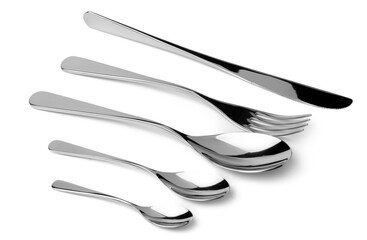 Set of dining cutlery isolated on white background