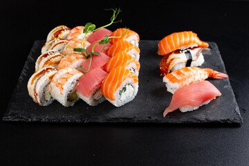 japanese sushi food. Maki ands rolls with tuna.