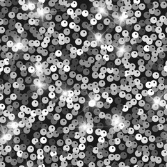 Glitter seamless texture. Admirable silver particles. Endless pattern made of sparkling spangles. Su