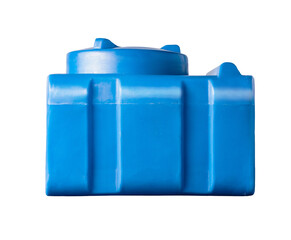 Blue plastic water tank isolated on white