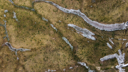 Frozen ice on field, from above.