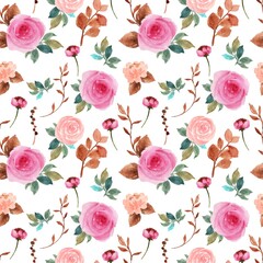 Elegant Pink And Peach Vintage Floral Seamless Pattern