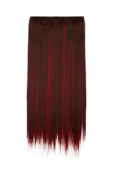 Subject shot of brown and red tresses for hair extension. Natural looking strands are isolated on the white background. 
