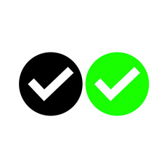 Check mark green line icons. Vector illustration. - Vector