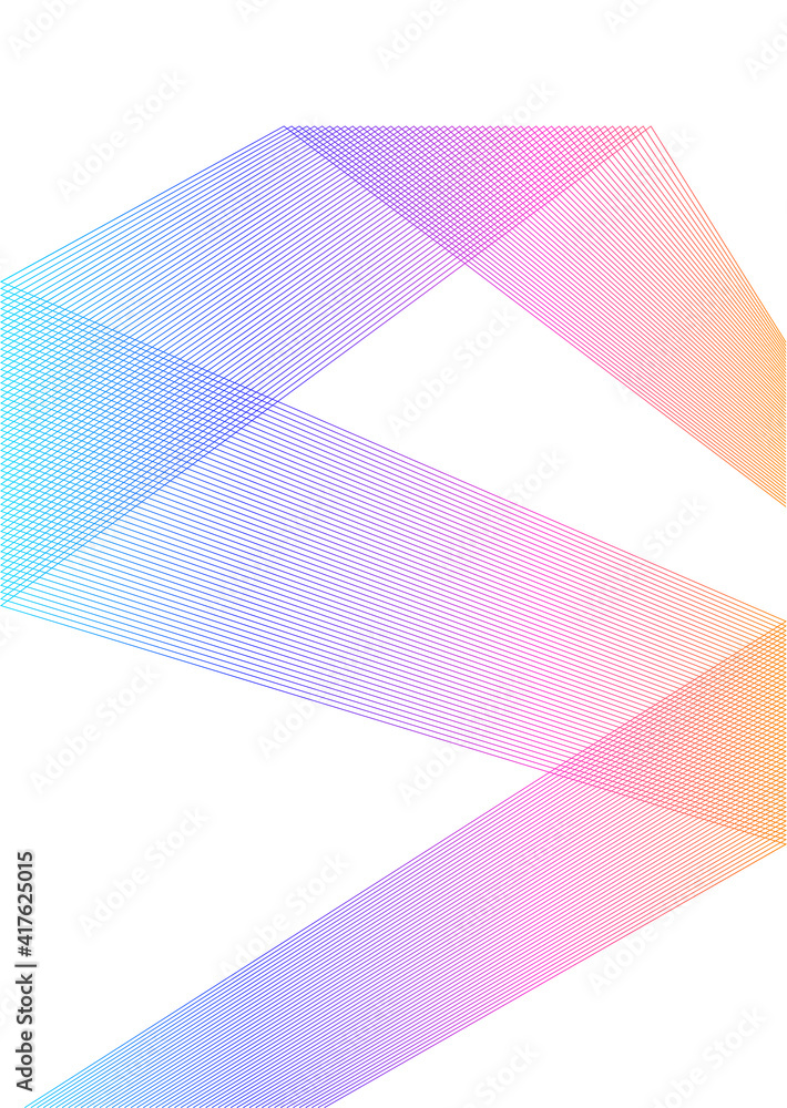 Poster design element curved sharp corners wave many lines. abstract vertical broken stripes on white backg