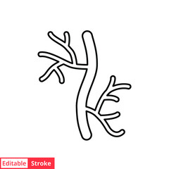 Human artery line icon. Outline style can be used for web, mobile, ui. Blood, vessel, artery, vascular, vein concept. Vector illustration isolated on white background. Editable stroke EPS 10.