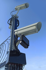 CCTV cameras with infrared floodlight at the match