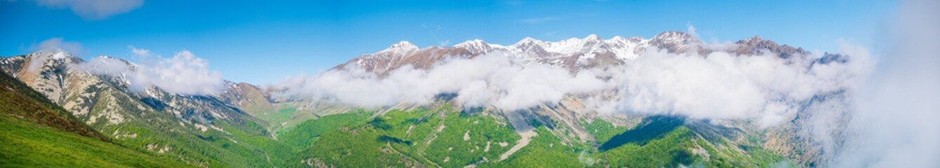 High altitude landscape in idyllic uncontaminated environment once covered by glaciers. Summer...
