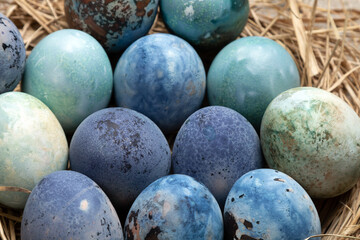 Easter background concept with colorful eggs