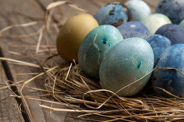 Easter background concept with colorful eggs