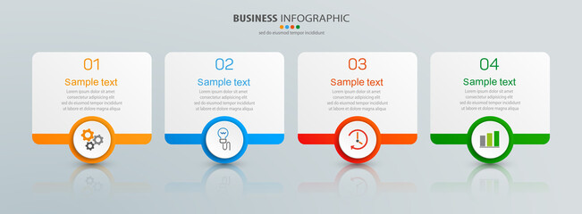 Business vector  infographic template with  4 options or steps. Can be used for workflow layout, diagram, annual report, web design, steps or processes 