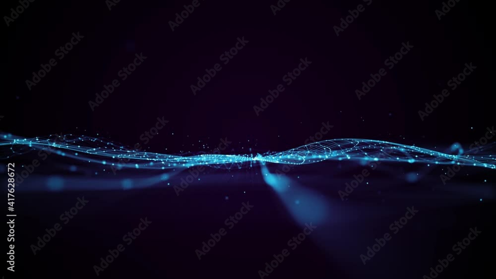Poster abstract mesh wave fx with low polygons background loop/ 4k animation of an abstract fractal digital