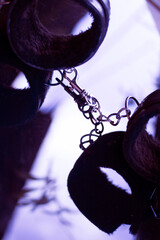 Leather bondage s&m handcuffs