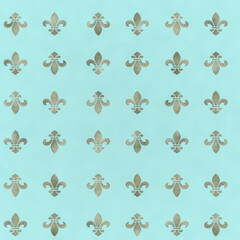 Classical French black and white fleur-de-lis seamless pattern with a repeat motif in square format suitable for wallpaper or fabric design