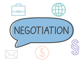 negotiation written in speech bubble - vector illustration