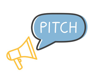 pitch word and megaphone icon - vector illustration