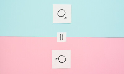 Fototapeta na wymiar Gender sign of man and woman as equality