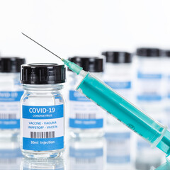 Coronavirus Vaccine bottle Corona Virus syringe COVID-19 Covid vaccines square
