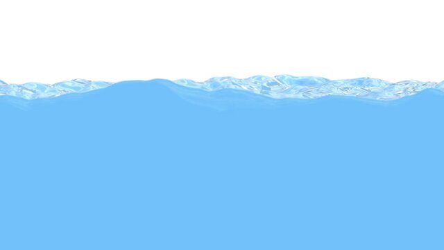 Realistic looping 3D animation of the blue waving water surface rendered in UHD with alpha matte