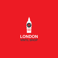 London vinyl shop logo concept