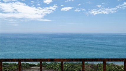 beautiful beach with fence and nice sky view