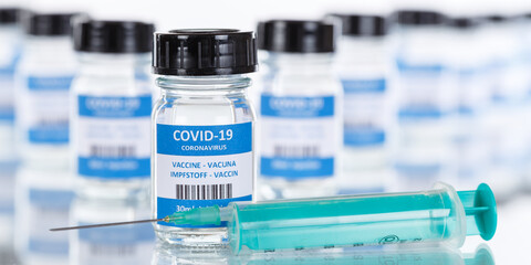 Coronavirus Vaccine bottle Corona Virus syringe COVID-19 Covid vaccines banner