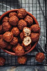 Fried home made italian traditional meatballs