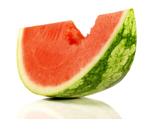 Watermelon Fruit with a Bite on white Background Isolated