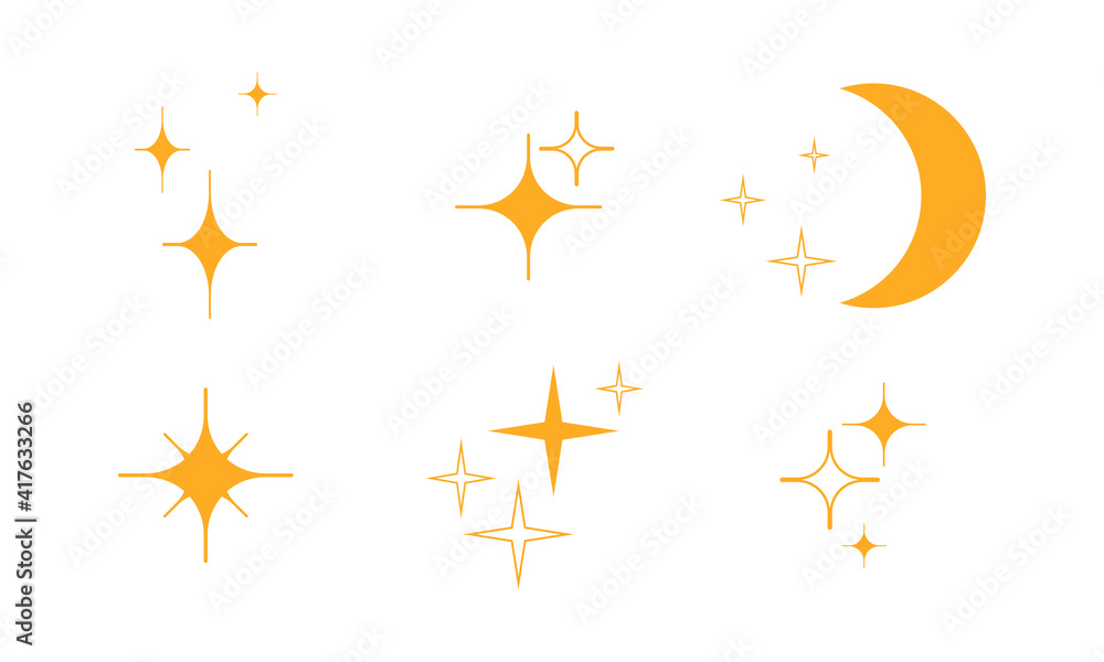 Poster collection set of moon and stars. sun logo in boho style icon and symbol. vector element illustratio