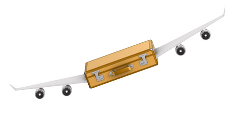 travel bag with wings on white background. Isolated 3D illustration