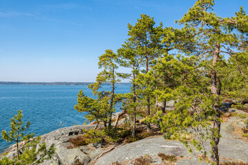 The rocky view of Porkkalanniemi and view to the Gulf of Finland, Kirkkonummi, Finland