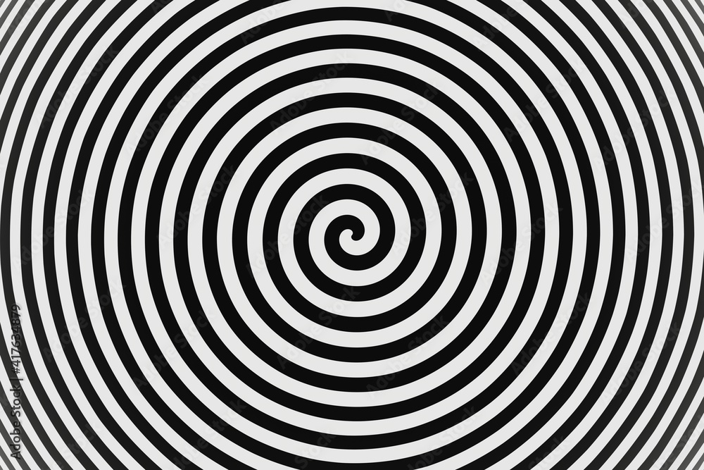 Aufkleber abstract psychedelic twisting hypnos circles black and white background 3d rendering