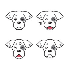 Set of white dog faces showing different emotions for design.