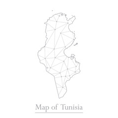 Vector map of Tunisia with trendy triangles design polygonal abstract. Vector illustration eps 10.