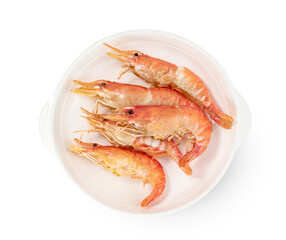 roasted river shrimp common with dish isolated on white background ,grilled prawn ,include clipping path