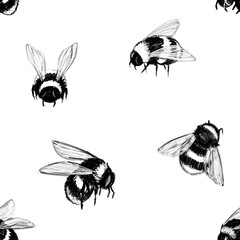 Seamless graphic pattern with bee. Design for fabric, textile, wallpaper and packaging 