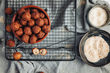 Fried home made italian traditional meatballs