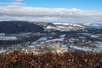 View from Gebenstorfer Hoechi towards the Swiss water castle, junction of rivers