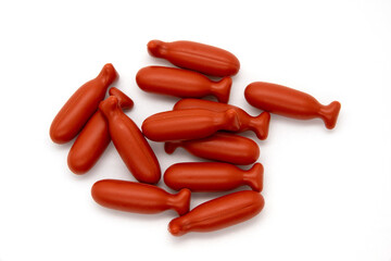 Cod liver oil omega 3 gel capsules isolated on white background