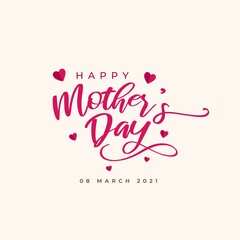 Happy Mothers day greeting card typography design vector illustration. Handwritten calligraphy mothers day, women day design vector template.