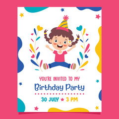 Obraz na płótnie Canvas Cute Colorful Birthday Card Template