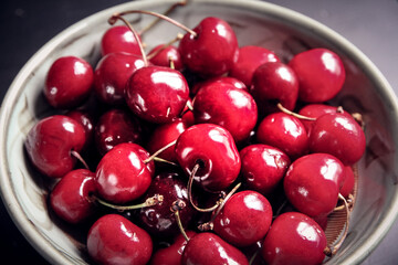 Fresh cherries in a bowl