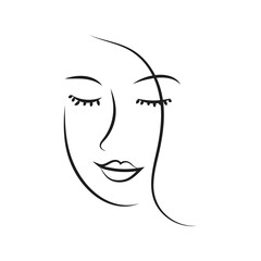 Modern Abstract Face Portrait. Linear Ink Brush. Line Art Current Contemporary Continuous Cubism Painting. Fashion Style Black And White Abstraction Poster