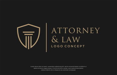 lawyer firm logo design concept. pillar with shield design template vector