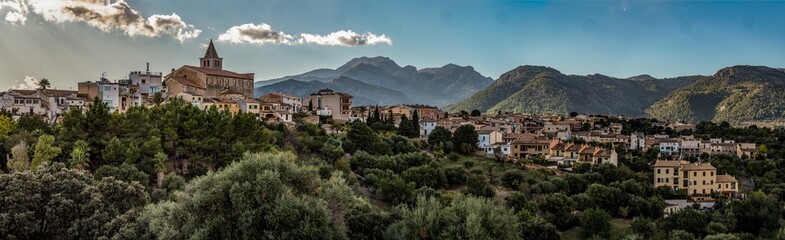 Fototapeta na wymiar panorama of a village in the mountains of majorca